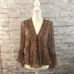 NWT En Creme Bohemian Bell Sleeved Festival Top